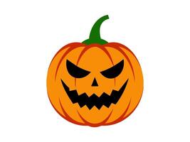 halloween pompoen illustratie. jack-o-lantern met een dreigend grijns. geïsoleerd Aan wit achtergrond. concept van halloween, feestelijk decor, herfst viering, spookachtig symbool, oktober traditie. icoon. vector