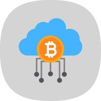 wolk bitcoin vlak kromme icoon ontwerp vector