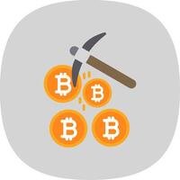 bitcoin mijnbouw vlak kromme icoon ontwerp vector