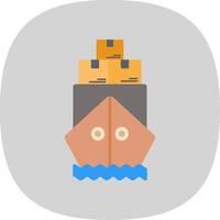 schip door zee vlak kromme icoon ontwerp vector