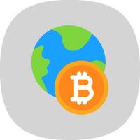 bitcoin wereld vlak kromme icoon ontwerp vector