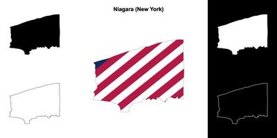 Niagara district, nieuw york schets kaart reeks vector