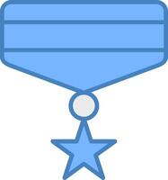 medaille lijn gevulde blauw icoon vector