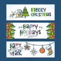 Kerst horizontale banners vector