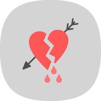 gebroken hart vlak kromme icoon ontwerp vector