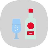 wijn fles vlak kromme icoon ontwerp vector