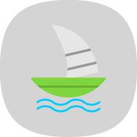 windsurfen vlak kromme icoon ontwerp vector