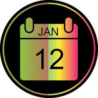 januari glyph ten gevolge kleur icoon ontwerp vector