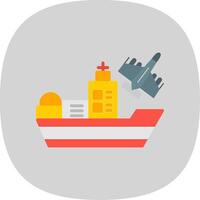 schip vlak kromme icoon ontwerp vector