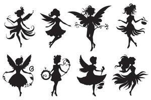 silhouet reeks van feeën illustratie pro ontwerp vector