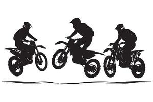 silhouet van een fietser aan het doen vrije stijl trucs Aan zijn motorfiets. silhouet reeks vrij desin vector