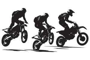 reeks van silhouetten van Mens rijden Aan motorcross pro ontwerp vector