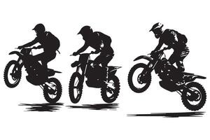 silhouetten van motorfiets jumping vrij ontwerp vector