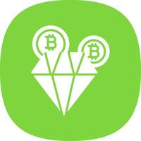 bitcoin diamant glyph kromme icoon ontwerp vector