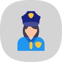 Politie vrouw vlak kromme icoon ontwerp vector