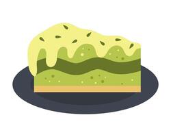 stuk van matcha thee taart. matcha nagerecht. illustratie. vector