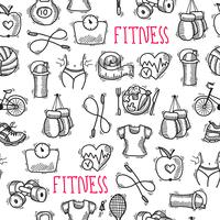 Fitness schets zwart en wit naadloze patroon vector