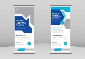 medische roll-up banner ontwerp, gezondheidszorg roll-up banner, ziekenhuis service promotionele service banner ontwerp, medische folder flyer sjabloon dl flyer vector