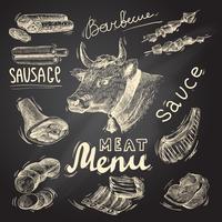 Vlees schoolbord set vector
