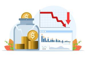 concept van gebroken varkentje bank net zo een metafoor voor bedrijf faillissement. problemen van terugbetaling van economisch leningen, investering mislukkingen en begroting instorten. financieel crisis. vector