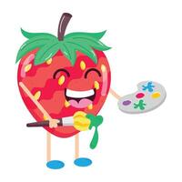 schattig aardbeien vlak stickers vector