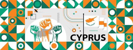 vlag en kaart van Cyprus met verheven vuisten. nationaal dag of onafhankelijkheid dag ontwerp voor land viering. vector