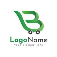 ecommerce logo, boodschappen doen kar logo en boodschappen doen Tassen logos vector