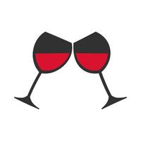 vlak tekenfilm twee bril van Frans rood wijn, subtiel aanraken temidden van een backdrop van warmte en intimiteit vector
