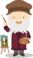 leonardo da vinci tekenfilm karakter. illustratie. kinderen geschiedenis verzameling. vector