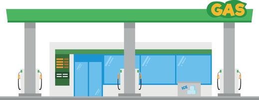 schattig tekenfilm illustratie van een gas- benzine station vector