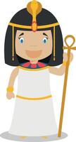 Cleopatra tekenfilm karakter. illustratie. kinderen geschiedenis verzameling. vector