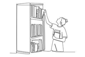 doorlopend een lijn tekening bibliotheek concept. tekening illustratie. vector