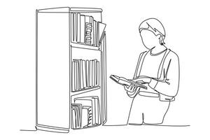 doorlopend een lijn tekening bibliotheek concept. tekening illustratie. vector