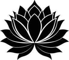 een zwart silhouet tekening van een lotus bloem vector