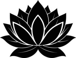 een zwart silhouet tekening van een lotus bloem vector