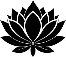 een zwart silhouet tekening van een lotus bloem vector