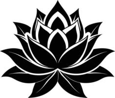 een zwart silhouet tekening van een lotus bloem vector