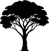 een zwart silhouet van een Afrikaanse boom vector