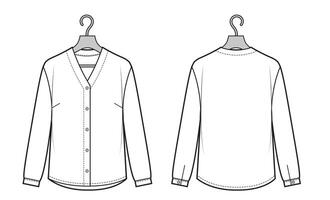 dames blouse met v-hals Aan een hanger vector