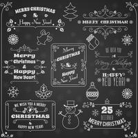 Kerst etiketten schoolbord set vector