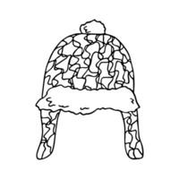 oor klep hoed tekening hand- getrokken winter accessoires. single ontwerp element voor kaart, afdrukken, ontwerp, decor vector