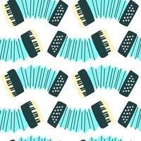 naadloos patroon voor muziek- festival. helder achtergrond ontwerp met musical instrument accordeon vector