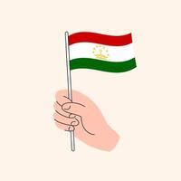 tekenfilm hand- Holding tajik vlag, geïsoleerd ontwerp. vector