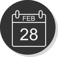 februari lijn schaduw cirkel icoon ontwerp vector