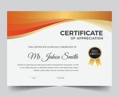 bedrijf, opleiding prestatie certificaat sjabloon. certificaat sjabloon met professioneel schoon ontwerp. vector