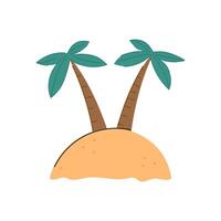 een gemakkelijk illustratie van een woestijn eiland en twee palm bomen. geïsoleerd Aan wit. vector