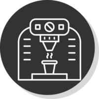 koffie machine lijn schaduw cirkel icoon ontwerp vector
