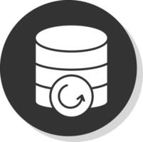 databank backup glyph schaduw cirkel icoon ontwerp vector