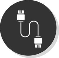 databank kabel glyph schaduw cirkel icoon ontwerp vector