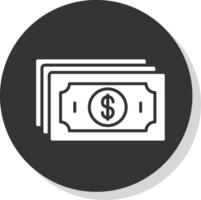 contant geld glyph schaduw cirkel icoon ontwerp vector